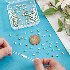 120 шт. двухцветного гальванизированного немагнитного синтетического гематита и 2 шт. комплекта фурнитуры из полукруглых бусин Миюки&nbsp;G-PH0033-34