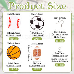 Набор для изготовления акриловых висячих сережек на тему спортивного мяча своими руками&nbsp;DIY-TA0009-19