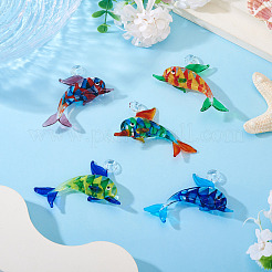 5 шт. 5-х цветные большие подвески ручной работы в технике лэмпворк&nbsp;LAMP-TA0001-72