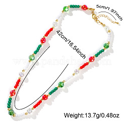 Ожерелья из граненых круглых бусин на рождественскую тематику из стекла GF3195-1