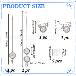 9 шт. подвеска из латунной цепи и броши из нержавеющей стали&nbsp;HJEW-GA00052-02