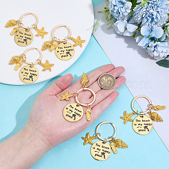 6 шт. застежки для брелка из нержавеющей стали 201 в гавайском стиле&nbsp;STAS-PH0006-84AG