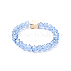 Женские перстни с гальваническим покрытием из стеклянных бусин RJEW-JR00941