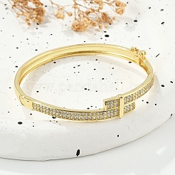 Женские браслеты на шарнирах из латуни с микропаве и прозрачным фианитом BJEW-K274-05G