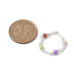 Круглые эластичные кольца из акриловых и стеклянных бусин для женщин RJEW-JR00693