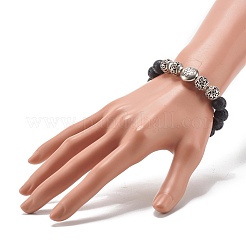 Круглые бусины из натурального лавового камня BJEW-JB07054