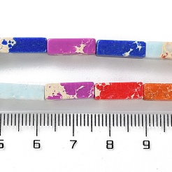 Нити бусин из синтетической императорской яшмы и малахита G-E508-02O