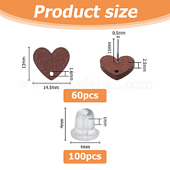 60 шт. деревянные серьги-гвоздики EJEW-FI0003-33A
