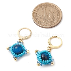 Серьги-подвески из натурального тигрового глаза EJEW-MZ00355