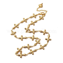 Ожерелья из нержавеющей стали 304 с цепочкой с перекрестными связями для женщин NJEW-G178-03G-01