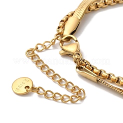 Многорядные браслеты из нержавеющей стали с кристаллами и стразами в форме сердца для женщин BJEW-G719-09G