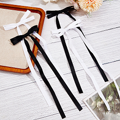 Заколки для волос из кожи аллигатора с большим бантом из полиэстера AJEW-CP0008-39B