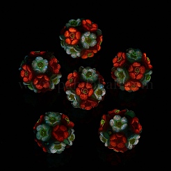 Бусины-цветы из светящейся полимерной глины со стразами RESI-C048-01D