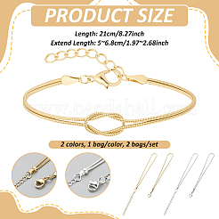 2 сумка 2 цвета латунные браслеты-змейки для женщин&nbsp;BJEW-GO0001-09