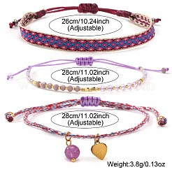 3 шт. 3 стиля богемный регулируемый плетеный браслет из нейлонового шнура&nbsp;GE8132-1