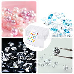 Прямоугольные пластиковые коробки для хранения драгоценных камней с 32 отверстием FIND-WH0420-27B