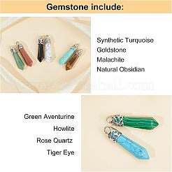 Подвески-пули из натуральных и синтетических драгоценных камней G-NB0001-99P