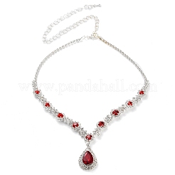 Комплекты из ожерелий и серег-гвоздиков из сплава со стразами в форме капли для женщин SJEW-U001-01P-03