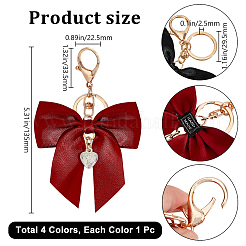 4 шт. 4-х цветные полиэстеровые подвесные украшения в виде банта HJEW-BBC0001-09