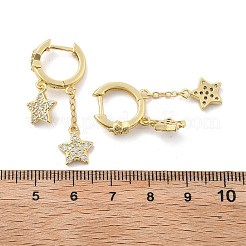 Серьги-кольца Huggie из латуни с прозрачным фианитом и прозрачным фианитом EJEW-K083-43G