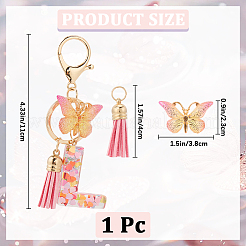 Брелок с кисточкой из цинкового сплава KEYC-WH20004-12B