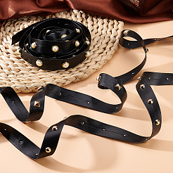3 стиль латунные круглые и квадратные и искусственные жемчужины заклепки черная отделка из искусственной кожи&nbsp;DIY-AR0003-78