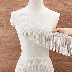 10 ярд полиэфирной кружевной ленты с кисточками OCOR-WH0045-23B-01