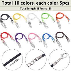 50 шт. 10 цвета вощеной искусственной кожи шнур для ожерелья AJEW-SP0001-03