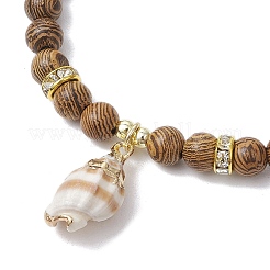 4шт. деревянные круглые бусины браслеты с подвесками для женщин&nbsp;BJEW-JB11646