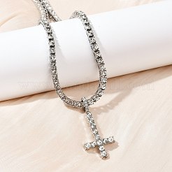 Ожерелья из сплава с подвеской в виде перевернутого креста NJEW-P333-01P