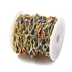 Латунные стеклянные каплевидные звенья цепи CHC-R001-04G-02