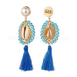 Длинная серьга-гвоздик с подвеской из бисера&nbsp;EJEW-TA00039-02