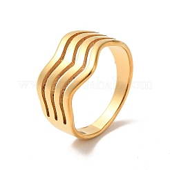 Ионное покрытие (ip) 201 нержавеющая сталь волна толстое кольцо для женщин&nbsp;RJEW-G266-08G