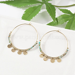 Серьги-люстры из нержавеющей стали 304 натурального бирюзового цвета EJEW-Z089-36G-01