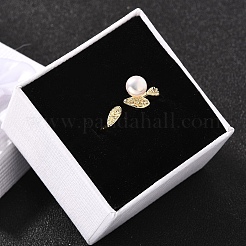 Круглые кольца на палец с натуральным жемчугом RJEW-P113-24G