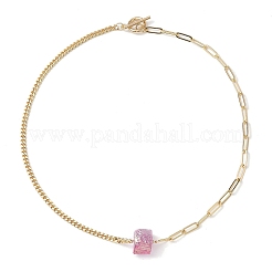 Гальванические ожерелья с подвесками из натурального кварца с шестиугольной призмой&nbsp;NJEW-JN04996