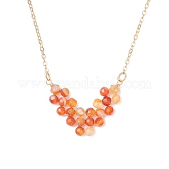 Натуральный сердолик ограненный круглый бисер стрела кулон латунный кабель цепь ожерелья NJEW-TA00207-01