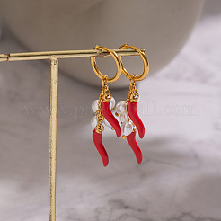 Серьги-кольца из нержавеющей стали 304 с рисунком острого перца&nbsp;CA2764