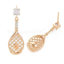 Латунные микро-паве прозрачные серьги-гвоздики из циркония&nbsp;KK-S364-057