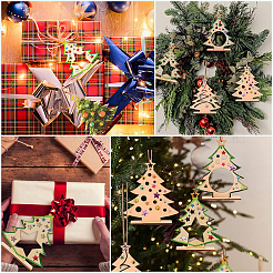 Пустые необработанные деревянные украшения для рождественской елки&nbsp;DIY-SP0005-89