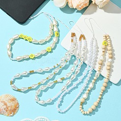 1 комплект ремешков для мобильного телефона из АБС-пластика с имитацией жемчуга HJEW-FH0001-54