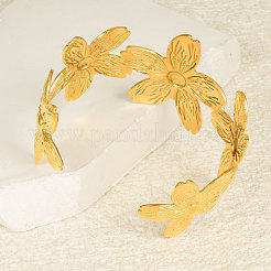 Браслеты-манжеты из нержавеющей стали 304 в европейском и американском стиле с цветком для женщин&nbsp;RD8842-2