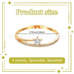 3шт 3-цветные браслеты из сплава со стразами для женщин&nbsp;BJEW-HY0001-20