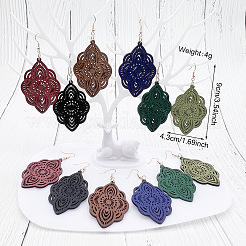 6 пара деревянных сережек-подвесок&nbsp;FS-WGC7AEC-01