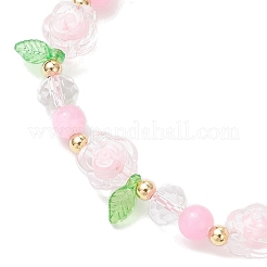 Цветочные акриловые бусины плетеные браслеты из бисера для женщин&nbsp;BJEW-MZ00192-03