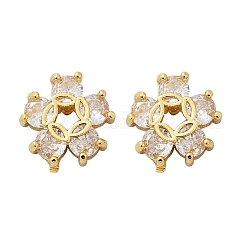 Серьги-гвоздики из латуни с микро-паве и прозрачным фианитом EJEW-U064-03D-G