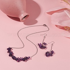 Набор украшений из бисера с кусочками натурального аметиста SJEW-JS01231-03