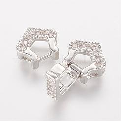 Латунные микро проложить кубического циркония раз за застежками ZIRC-J016-09P