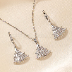 Элегантные комплекты из латунных подвесок и серег с микропаве из прозрачных кубических цирконий для женщин OQ3699