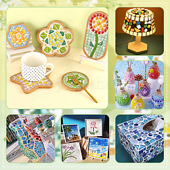 Кабошоны из стеклянной мозаики зеленой серии&nbsp;GLAA-WH0032-10A